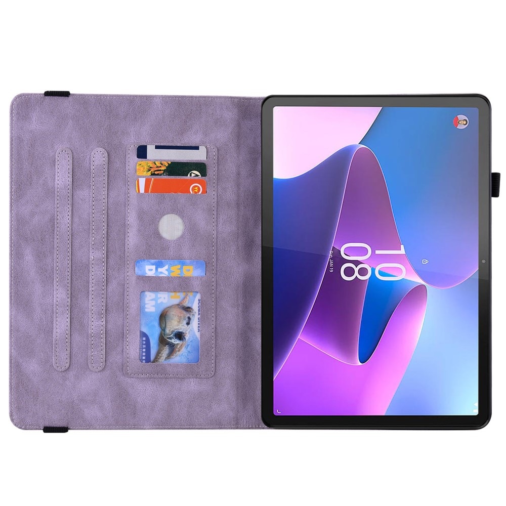 Funda de cuero con mariposas Lenovo Tab P12 violeta