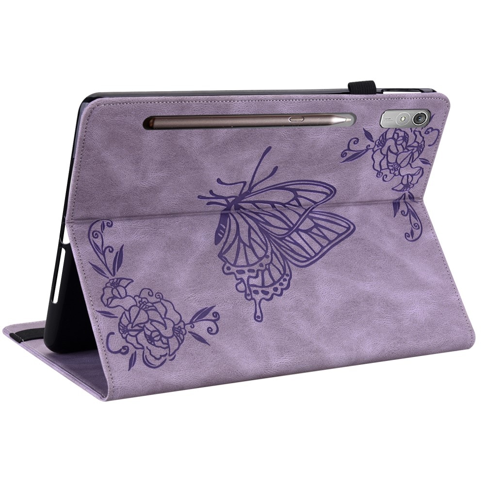 Funda de cuero con mariposas Lenovo Tab P12 violeta