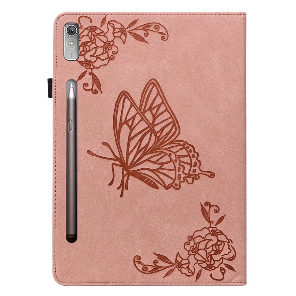 Funda de cuero con mariposas Lenovo Tab P12 rosado