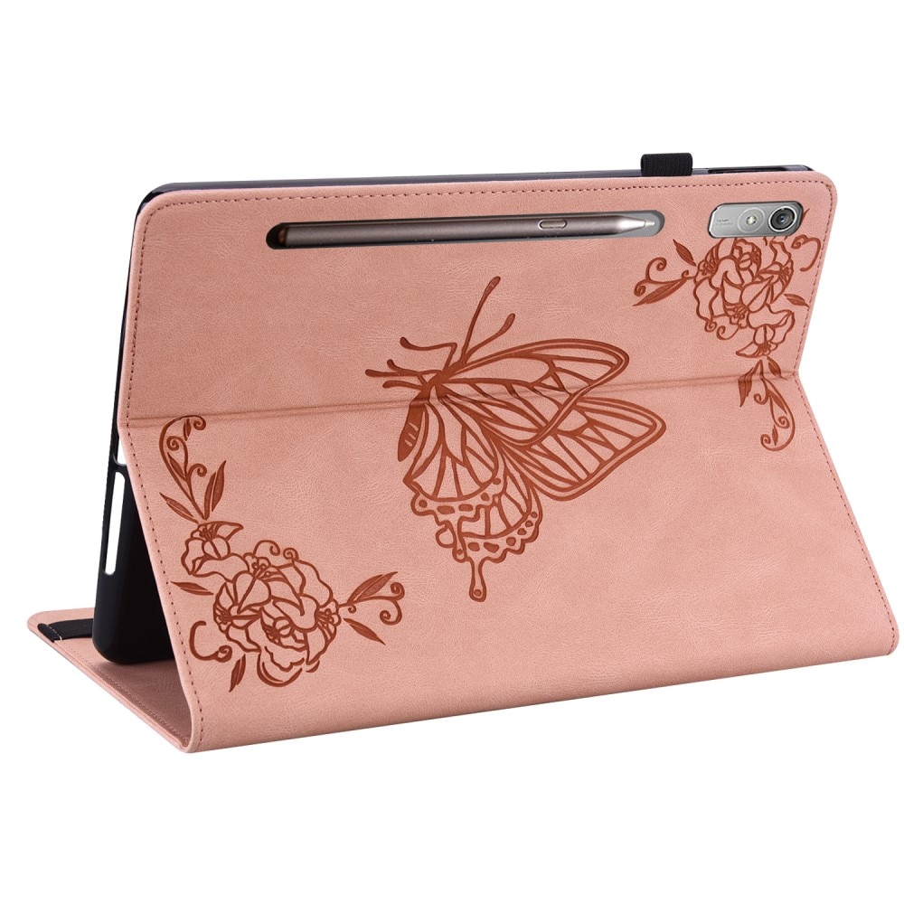 Funda de cuero con mariposas Lenovo Tab P12 rosado