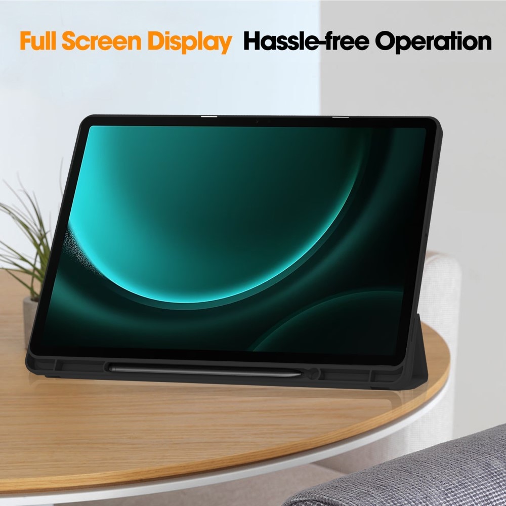 Funda Tri-Fold con portalápices Samsung Galaxy Tab S9 FE Pluss Negro