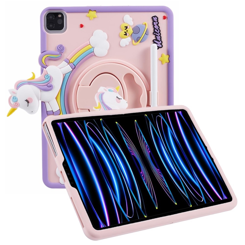 Funda con soporte Unicornio iPad Pro 11 4th Gen (2022) rosado