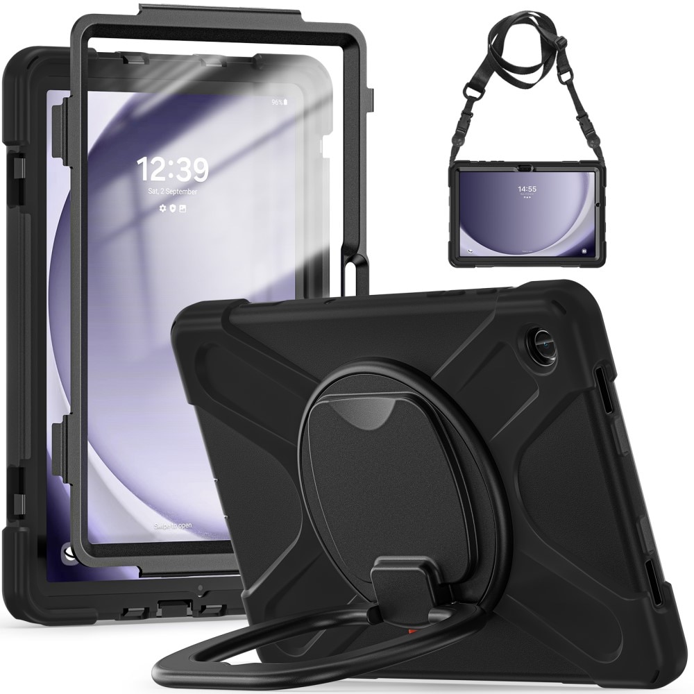 Funda híbrida con soporte y correa para el hombro Samsung Galaxy Tab A9 Plus negro