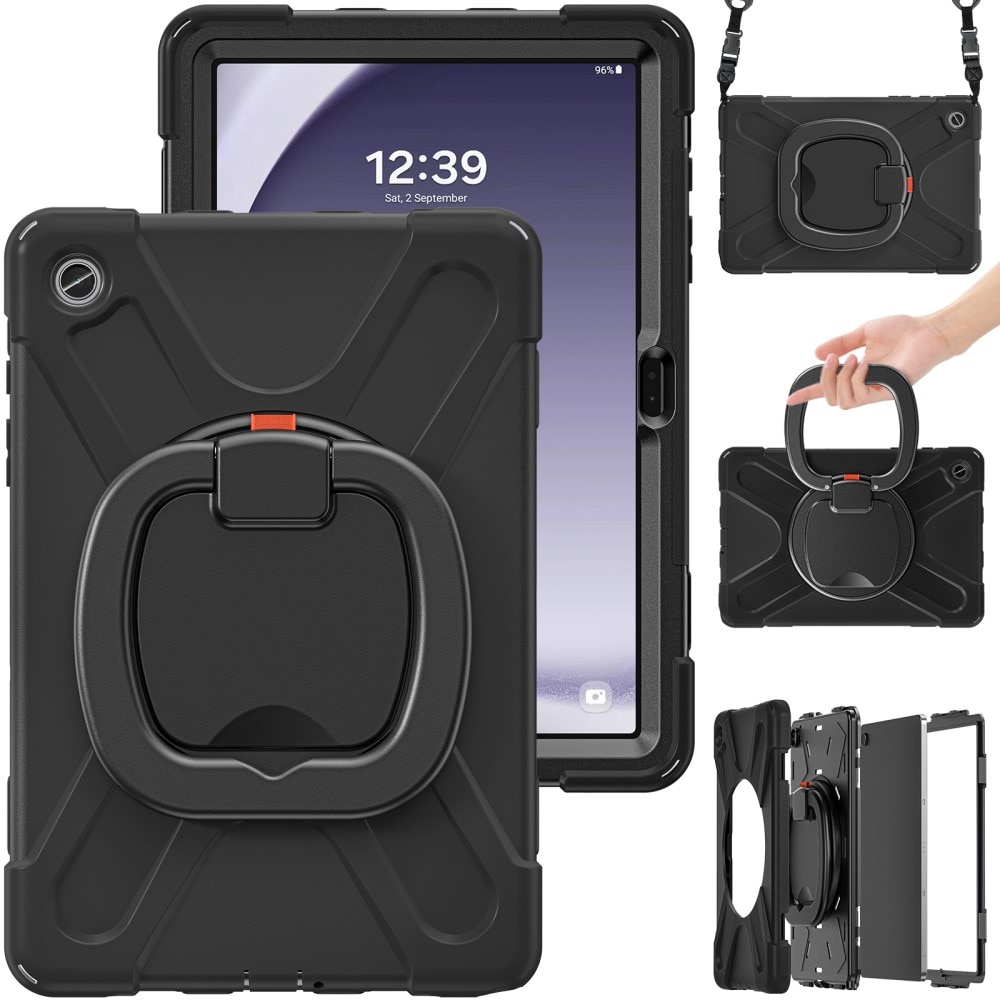 Funda híbrida con soporte y correa para el hombro Samsung Galaxy Tab A9 Plus negro