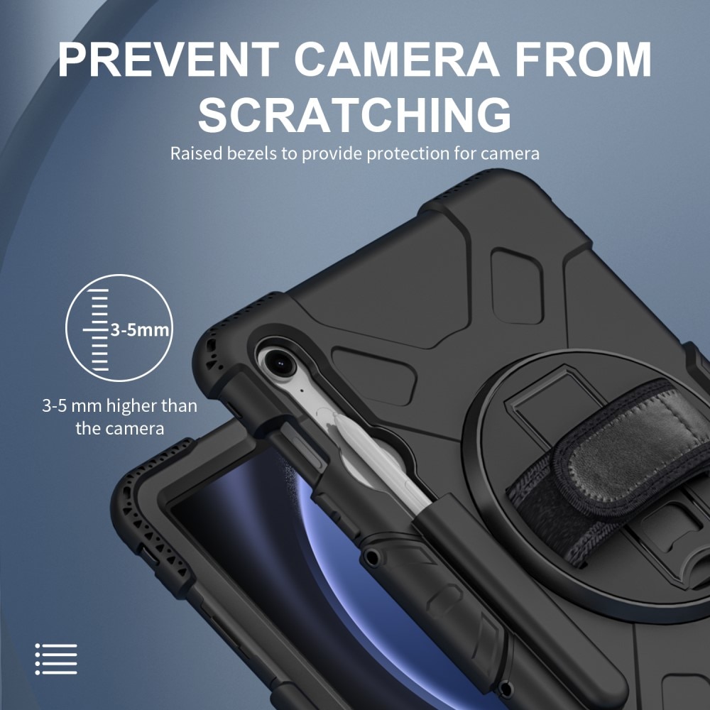 Funda híbrida a prueba de golpes Correa el hombro Samsung Galaxy Tab S10 FE negro