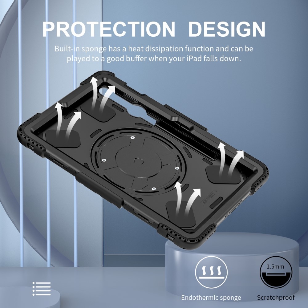 Funda híbrida a prueba de golpes Correa el hombro Samsung Galaxy Tab S10 FE negro