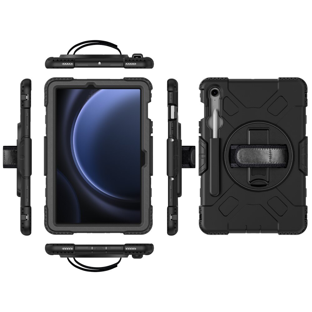 Funda híbrida a prueba de golpes Correa el hombro Samsung Galaxy Tab S10 FE negro