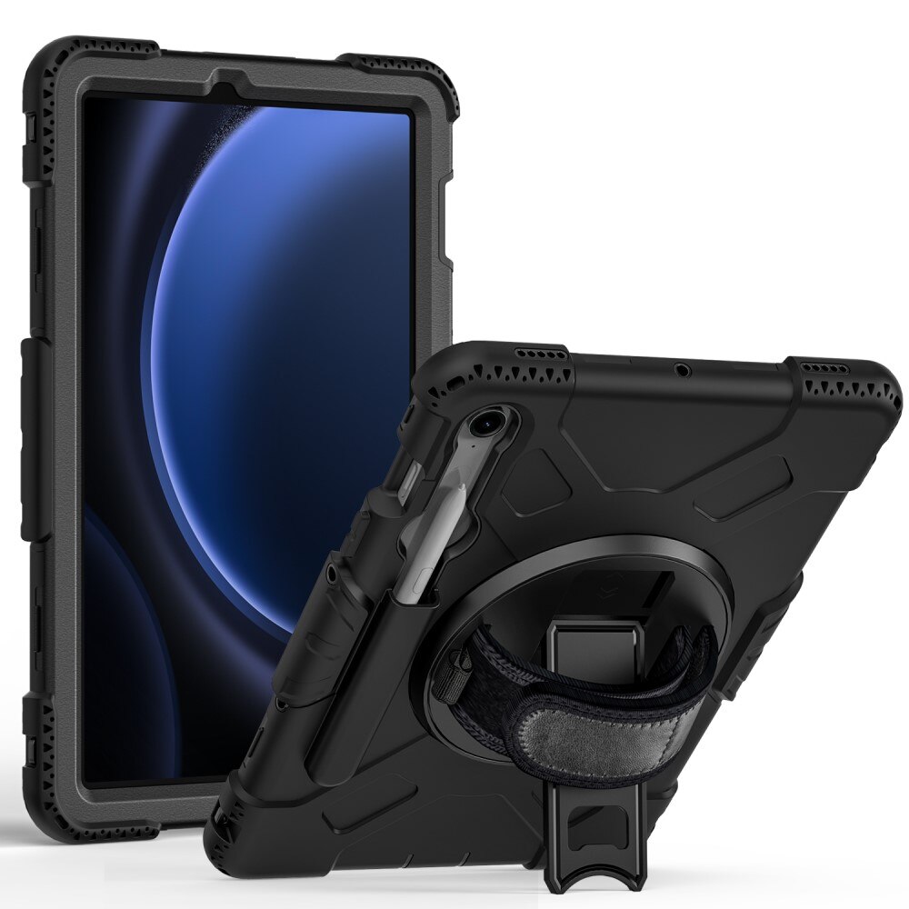 Funda híbrida a prueba de golpes Correa el hombro Samsung Galaxy Tab S10 FE negro