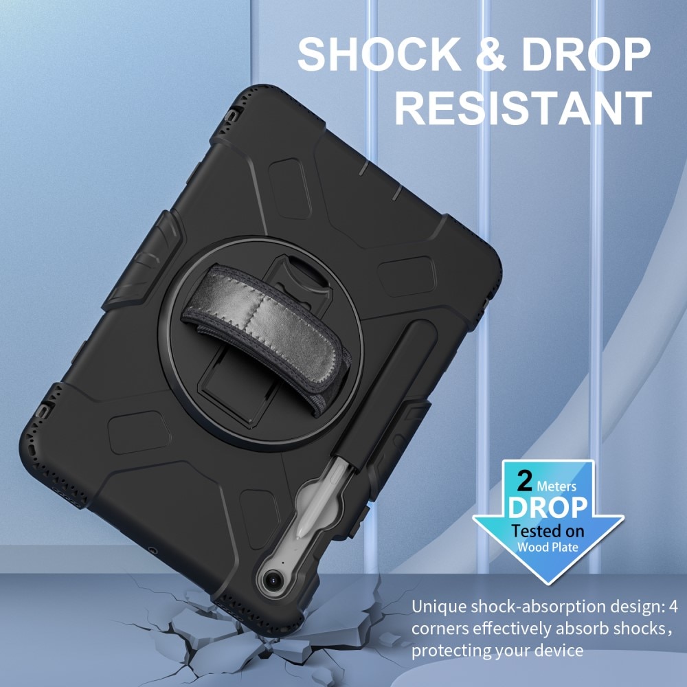 Funda híbrida a prueba de golpes Correa el hombro Samsung Galaxy Tab S10 FE negro