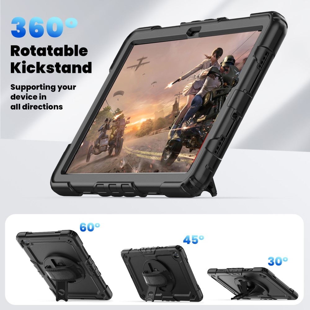 Full Protection Funda híbrida a prueba de golpes Correa el hombro Samsung Galaxy Tab A9 Plus negro