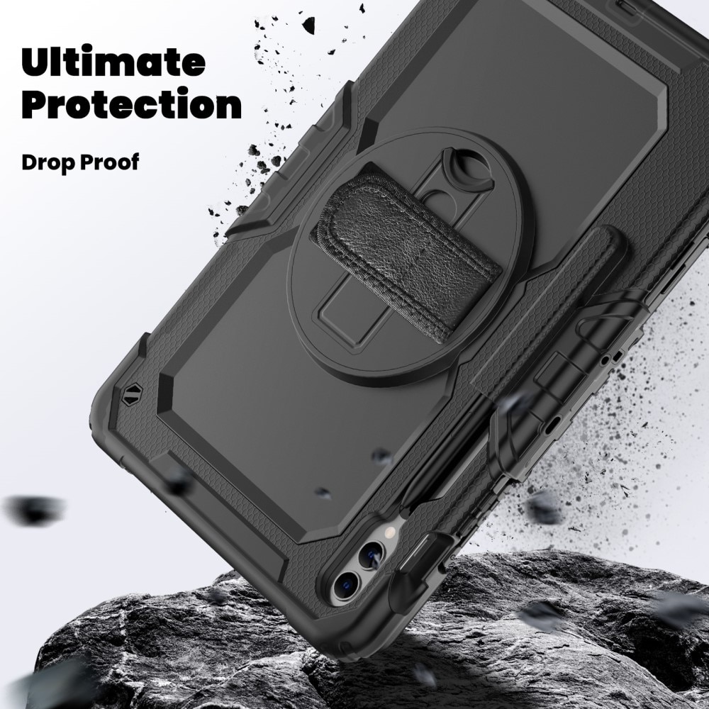 Full Protection Funda híbrida a prueba de golpes Correa el hombro Galaxy Tab S9 FE Plus negro