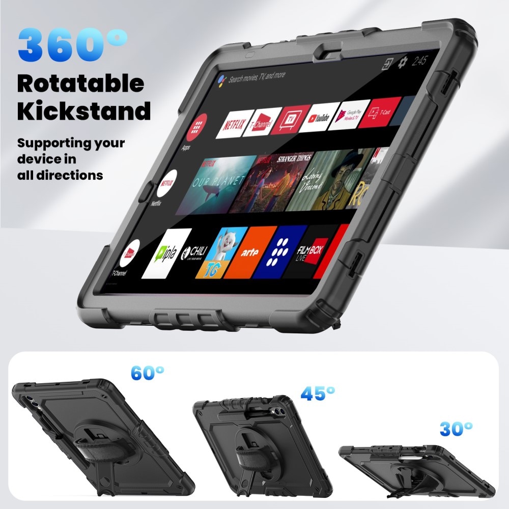 Full Protection Funda híbrida a prueba de golpes Correa el hombro Galaxy Tab S9 FE Plus negro