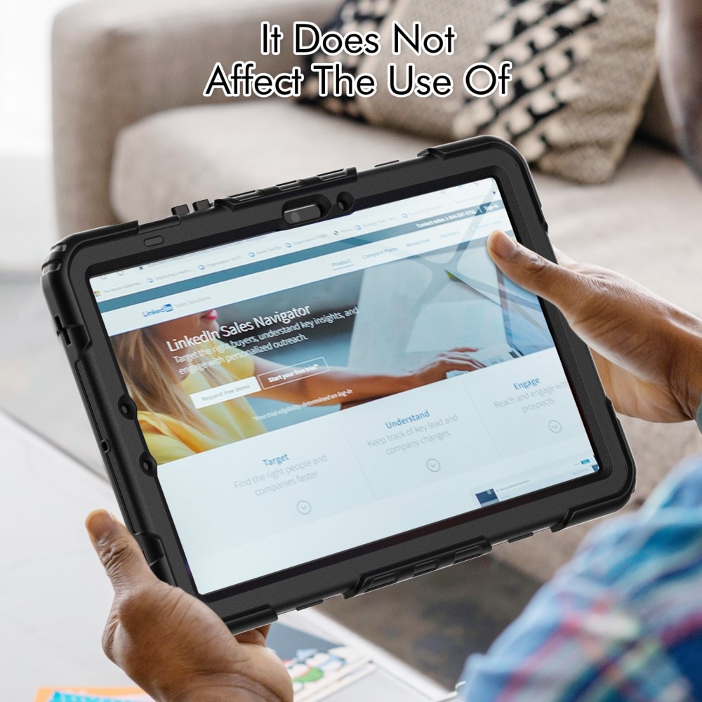 Full Protection Funda híbrida a prueba de golpes Correa el hombro Samsung Galaxy Tab S10 FE negro