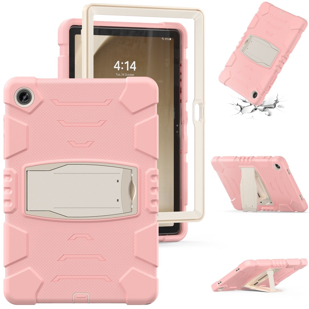 Funda híbrida a prueba de golpes con soporte Samsung Galaxy Tab A9 Plus rosado