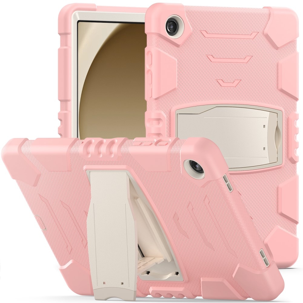 Funda híbrida a prueba de golpes con soporte Samsung Galaxy Tab A9 Plus rosado