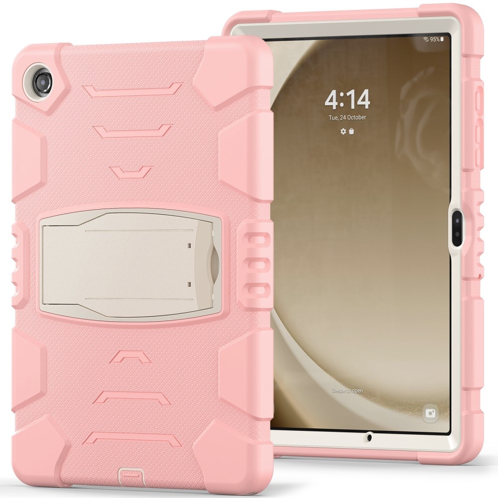 Funda híbrida a prueba de golpes con soporte Samsung Galaxy Tab A9 Plus rosado