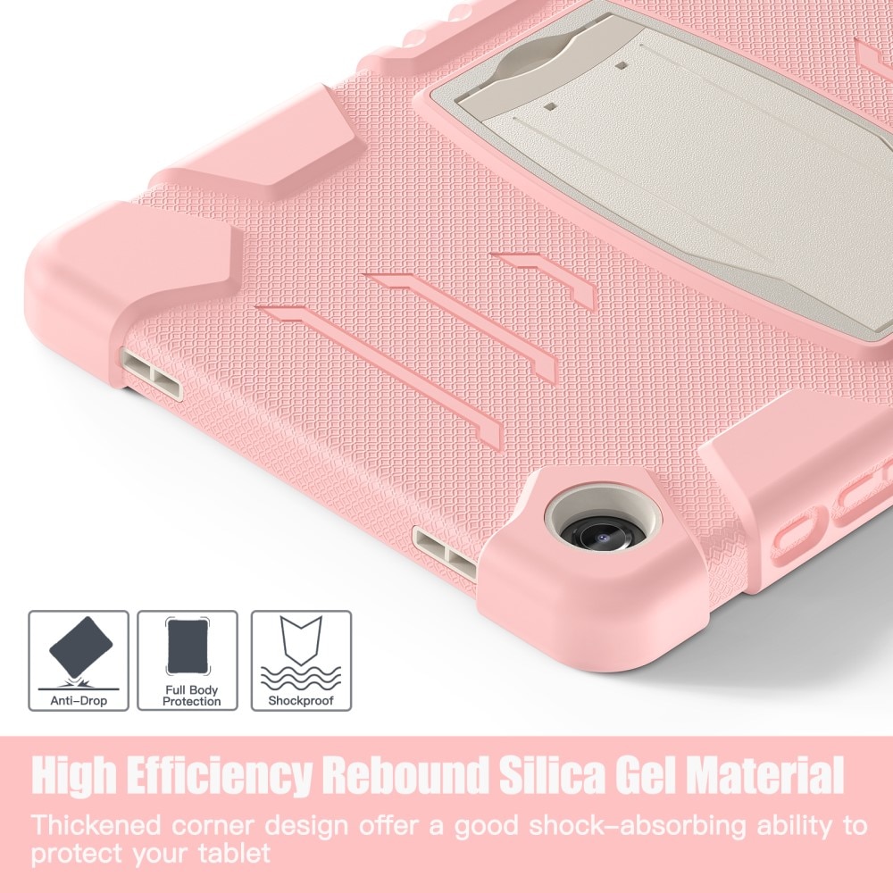 Funda híbrida a prueba de golpes con soporte Samsung Galaxy Tab A9 Plus rosado