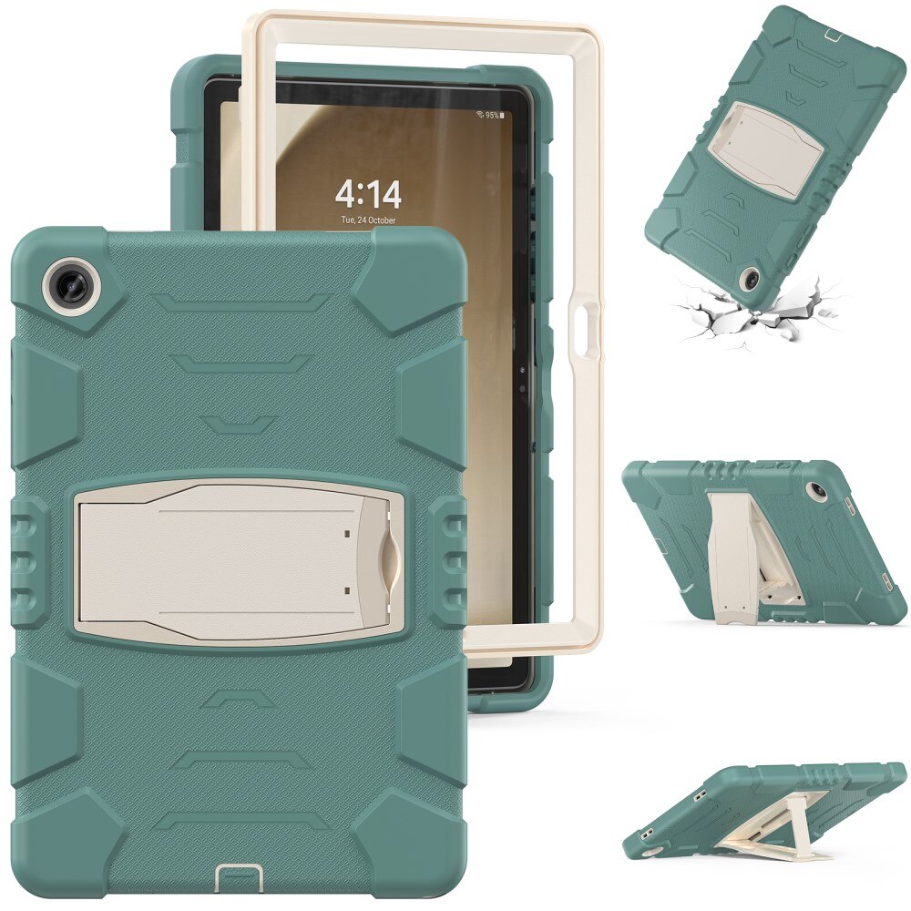 Funda híbrida a prueba de golpes con soporte Samsung Galaxy Tab A9 Plus verde