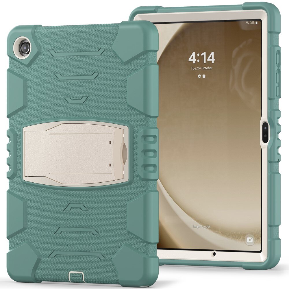 Funda híbrida a prueba de golpes con soporte Samsung Galaxy Tab A9 Plus verde