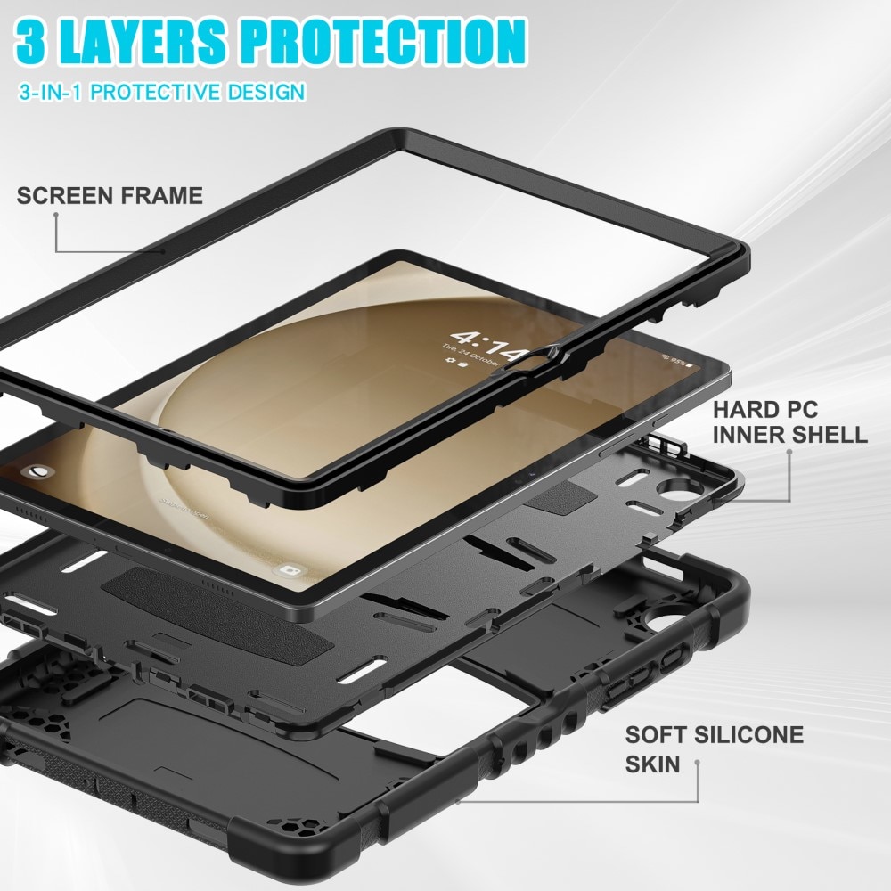 Funda híbrida a prueba de golpes con soporte Samsung Galaxy Tab A9 Plus negro