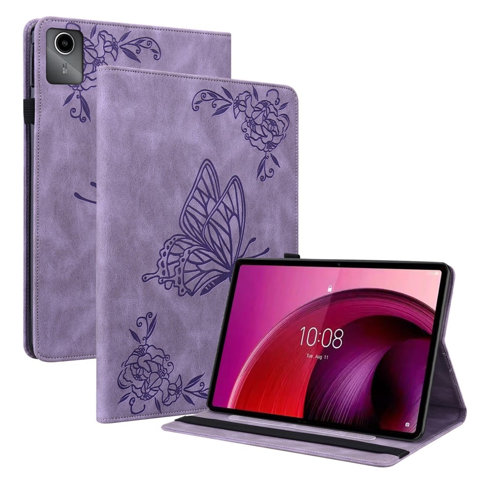 Funda de cuero con mariposas Lenovo Tab M11 violeta