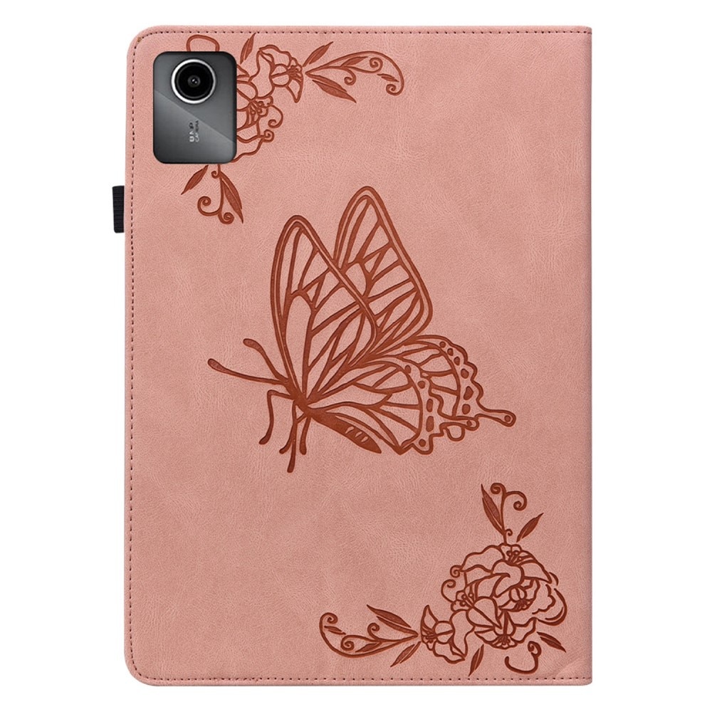 Funda de cuero con mariposas Lenovo Tab M11 rosado