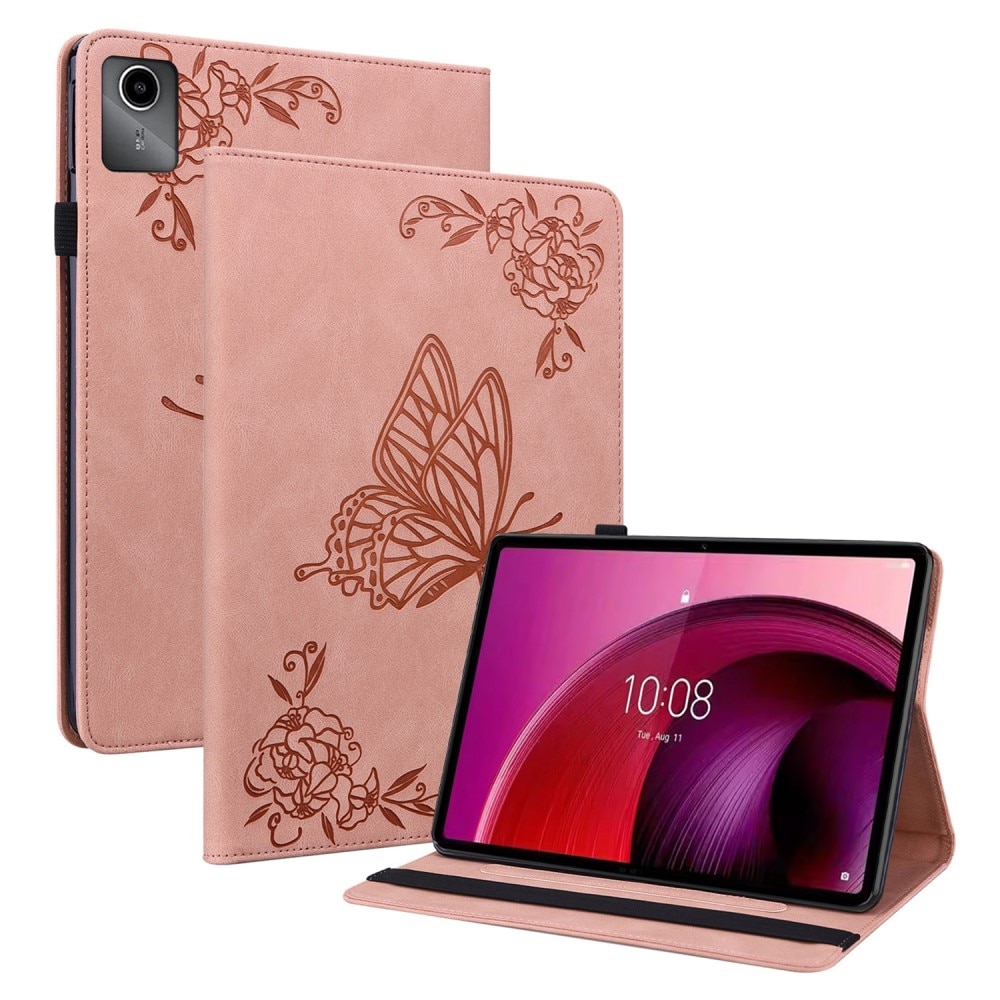 Funda de cuero con mariposas Lenovo Tab M11 rosado