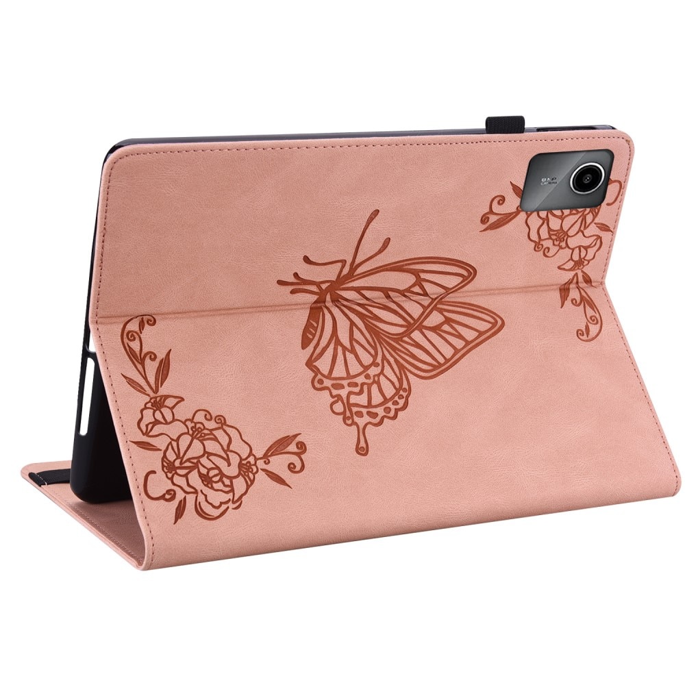 Funda de cuero con mariposas Lenovo Tab M11 rosado