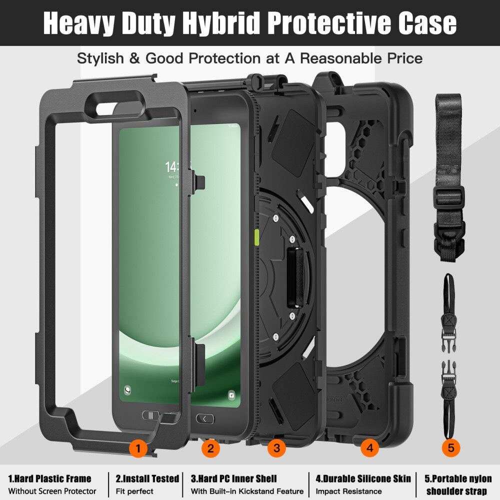 Funda híbrida a prueba de golpes Correa el hombro Samsung Galaxy Tab Active5 negro