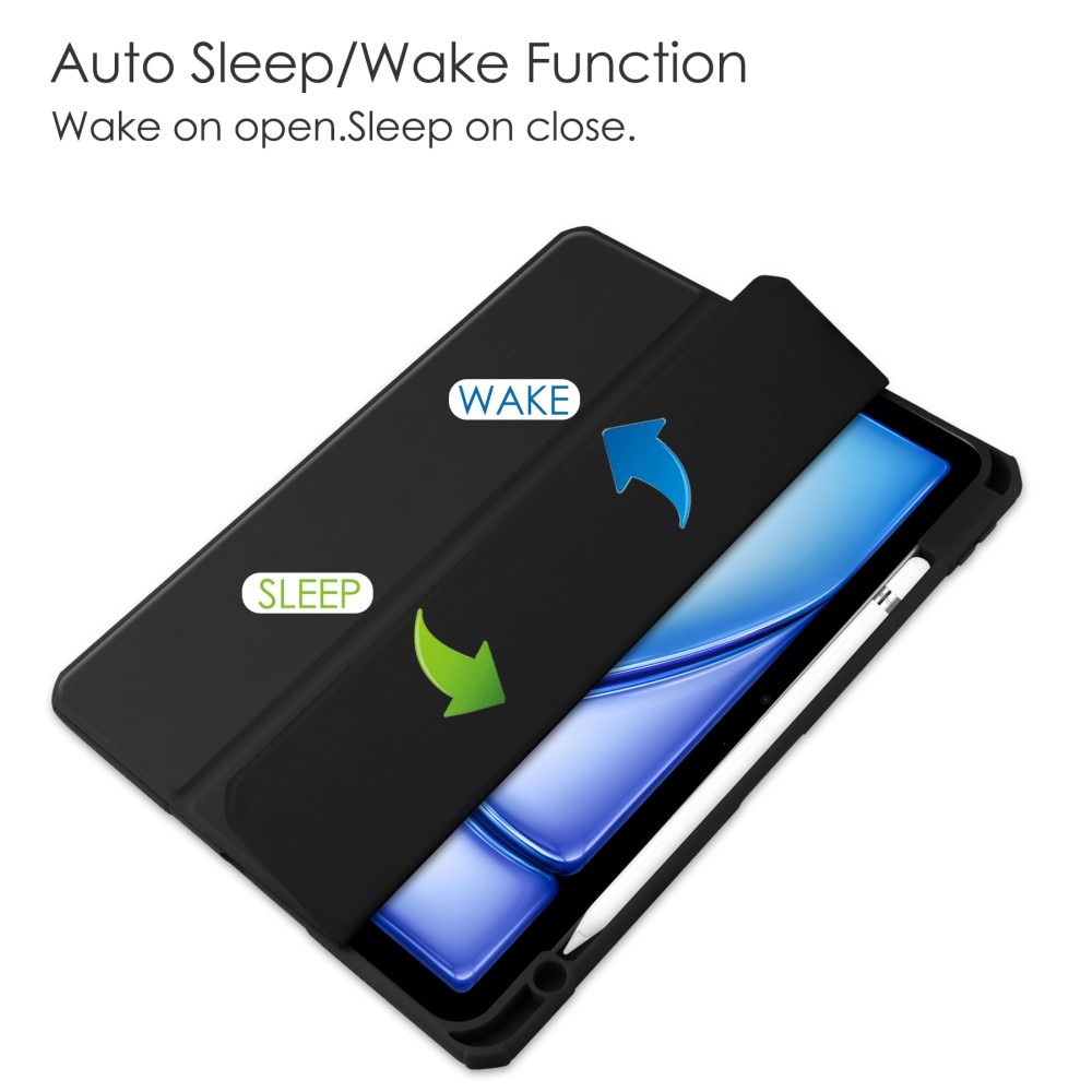 Funda Tri-Fold con portalápices Apple iPad Air 11 7th Gen (2025) negro/transparente