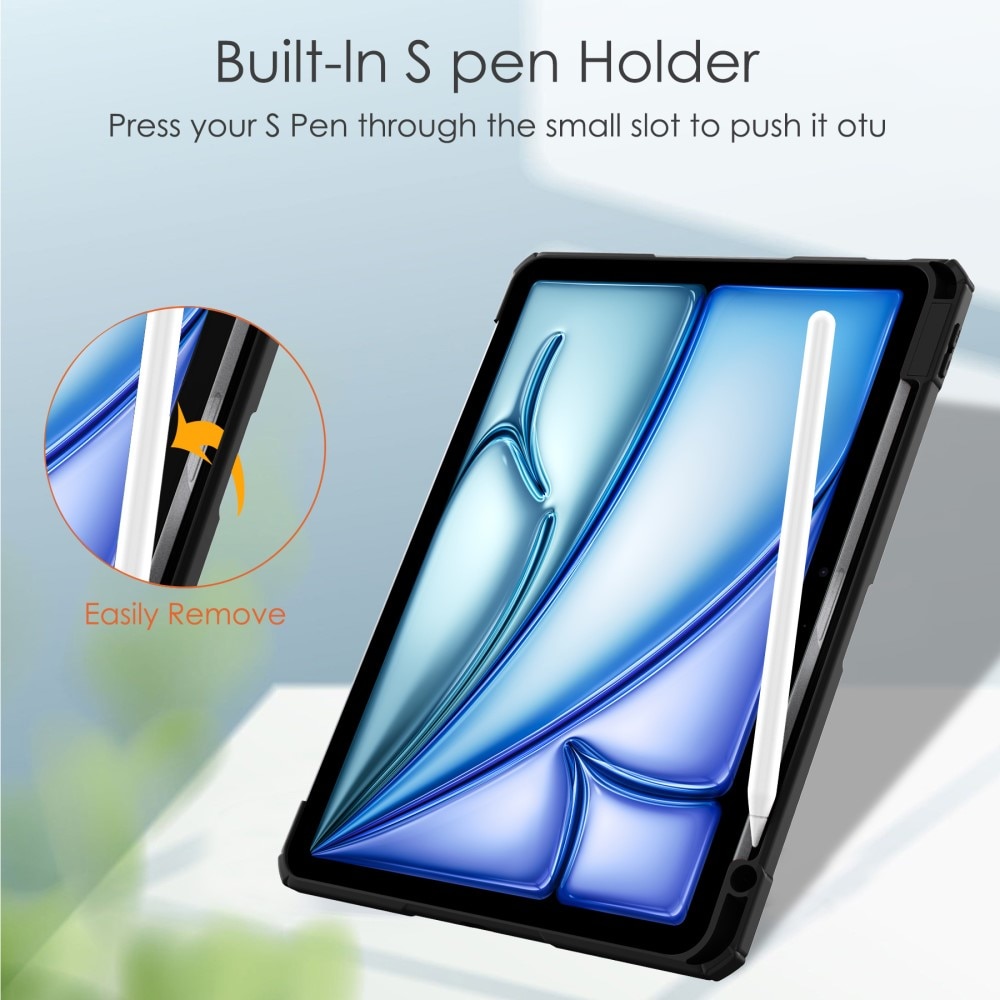 Funda Tri-Fold con portalápices Apple iPad Air 11 7th Gen (2025) negro/transparente