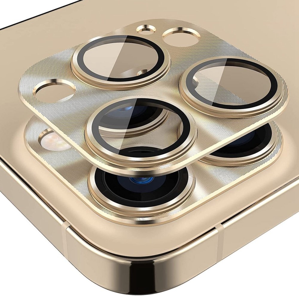 Protector Cámara Cristal Templado Aluminio iPhone 14 Pro/14 Pro Max Oro