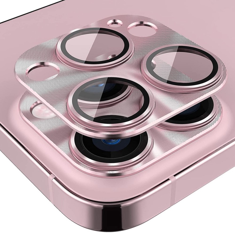Protector Cámara Cristal Templado Aluminio iPhone 14 Pro Max rosado