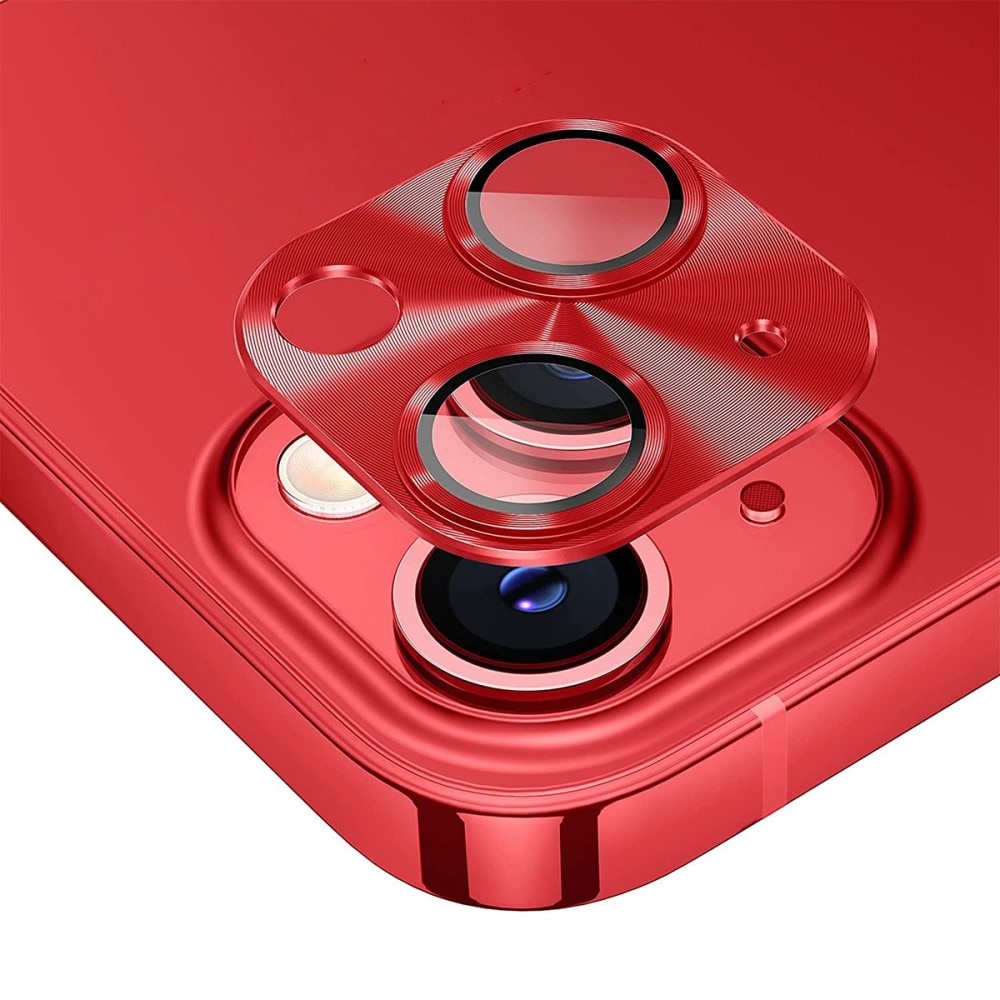 Protector Cámara Cristal Templado Aluminio iPhone 14 Plus rojo