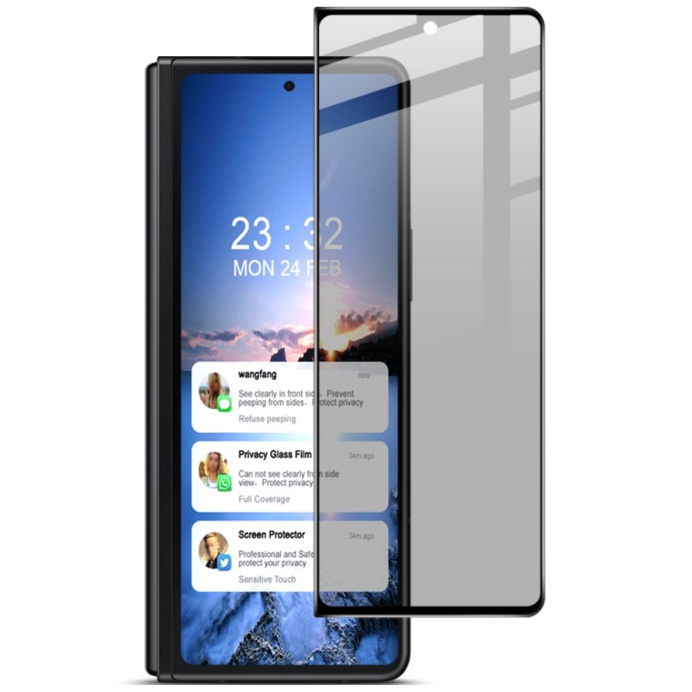 Protector pantalla cobertura privacidad total de cristal emplado Samsung Galaxy Z Fold 4 Negro
