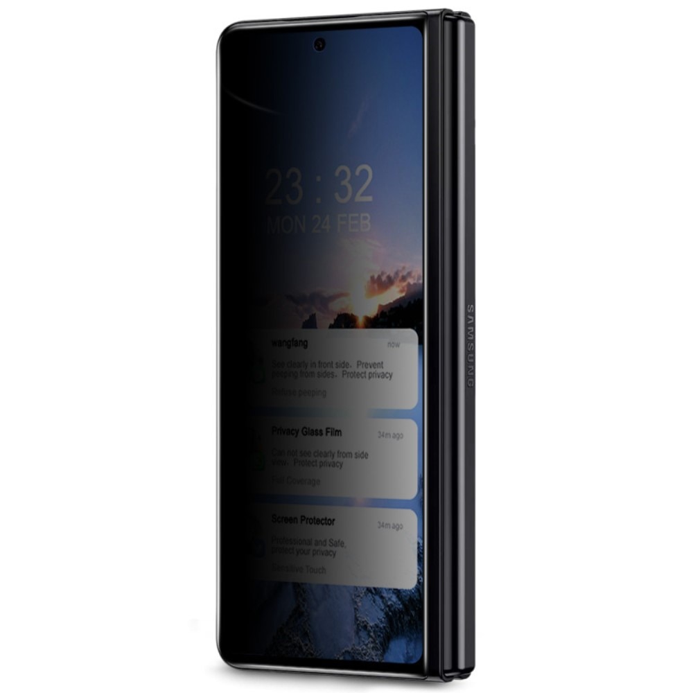 Protector pantalla cobertura privacidad total de cristal emplado Samsung Galaxy Z Fold 4 Negro