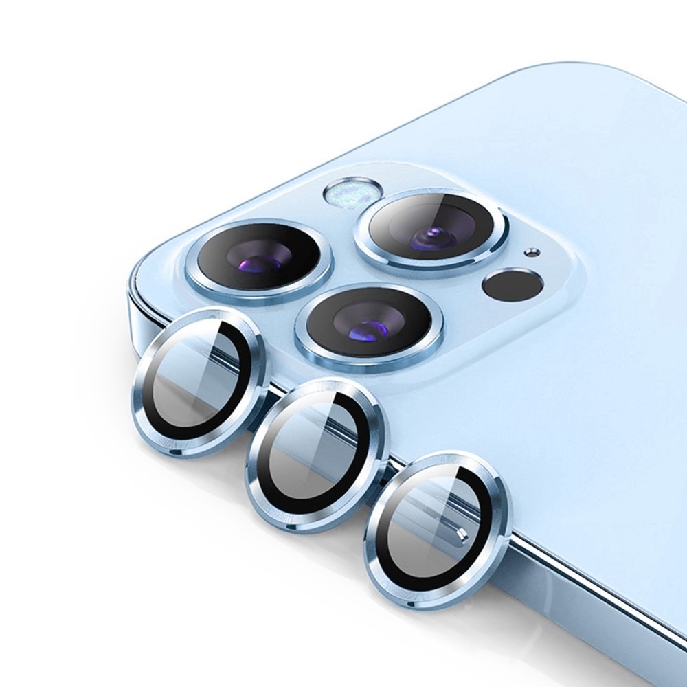 Cubre objetivo de cristal templado aluminio iPhone 14 Pro Max azul
