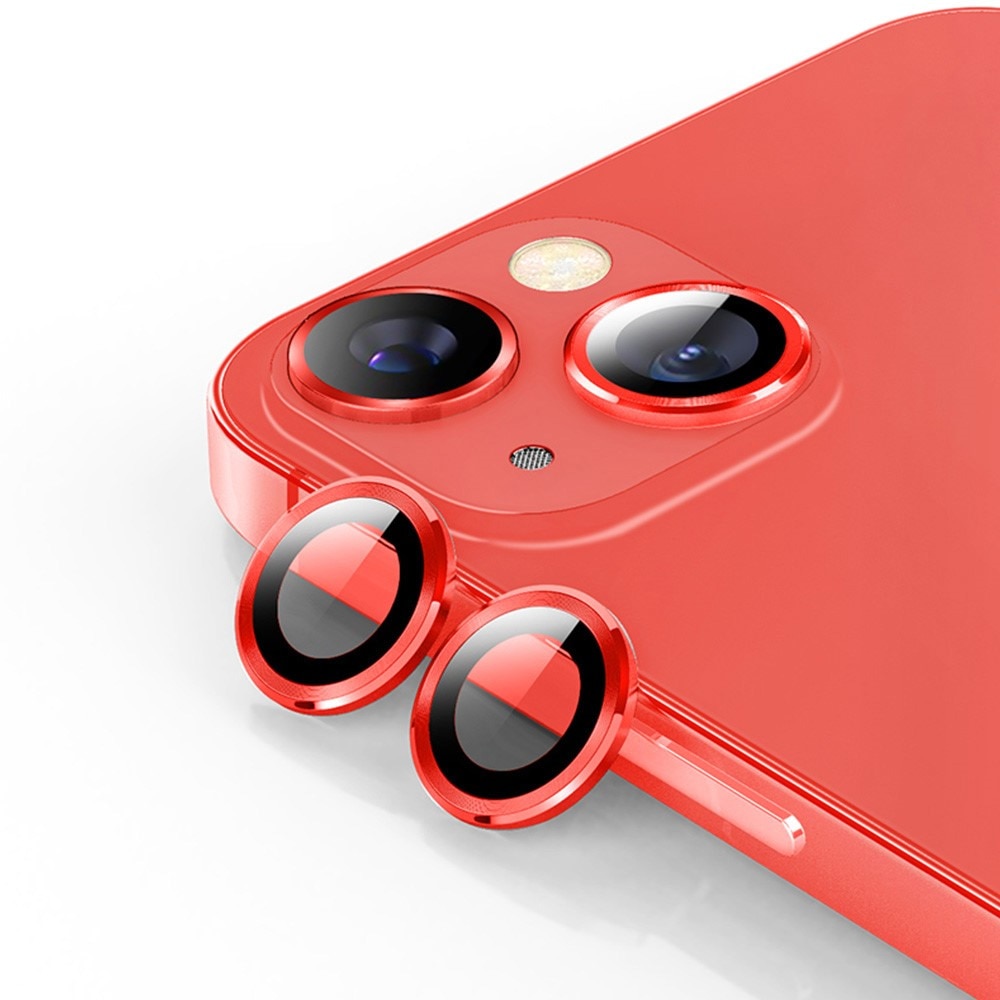 Cubre objetivo de cristal templado aluminio iPhone 14 Plus rojo