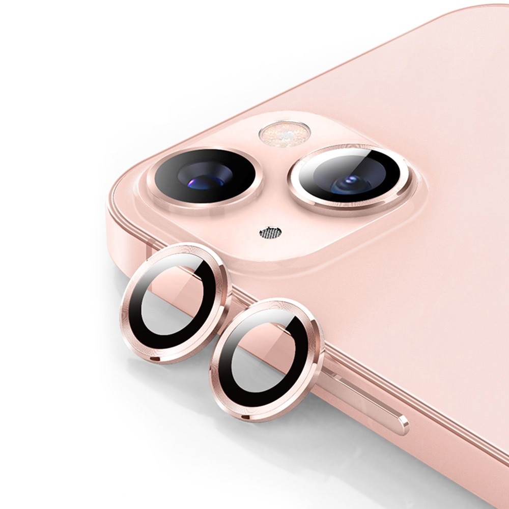 Cubre objetivo de cristal templado aluminio iPhone 14 Plus rosado