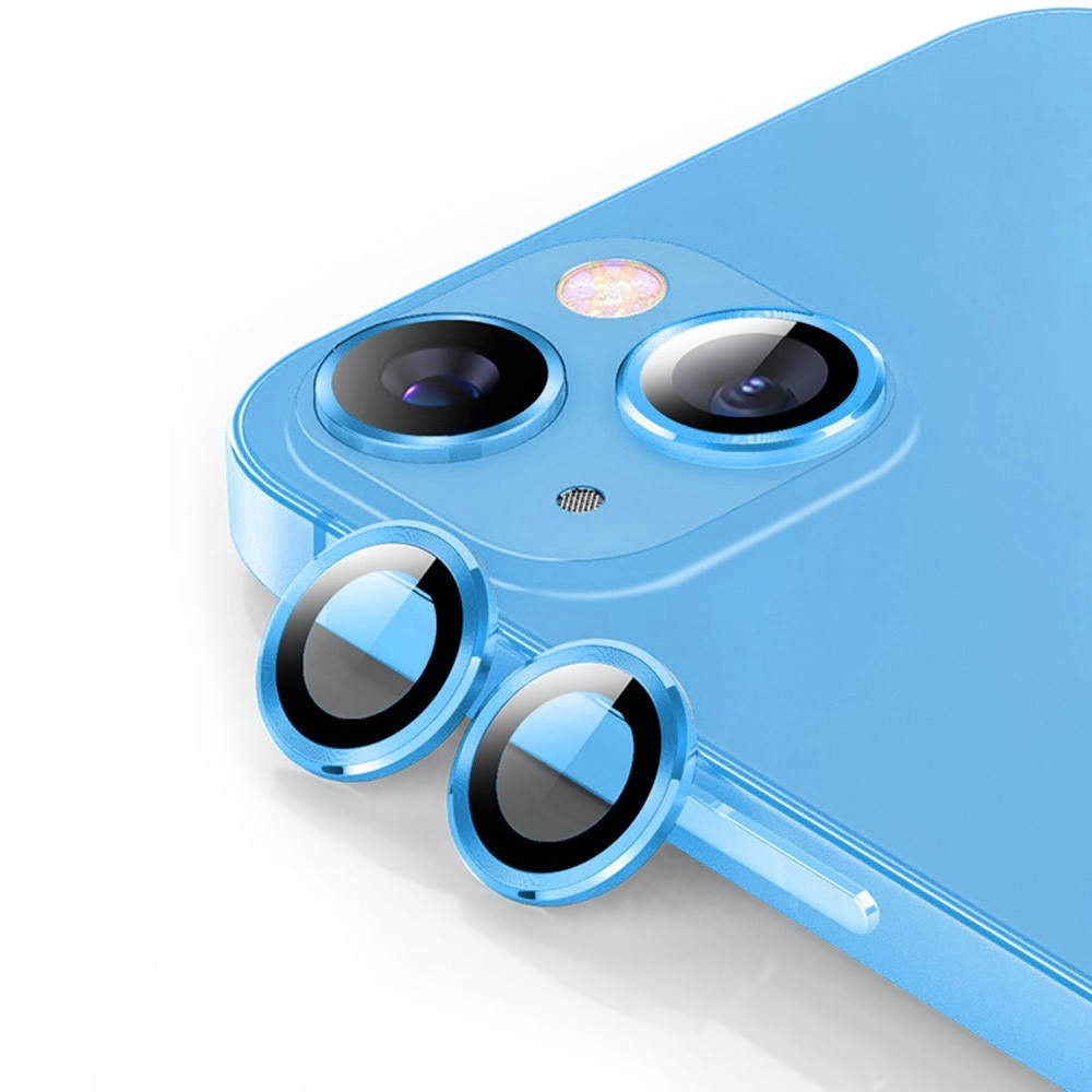 Cubre objetivo de cristal templado aluminio iPhone 14 Plus azul