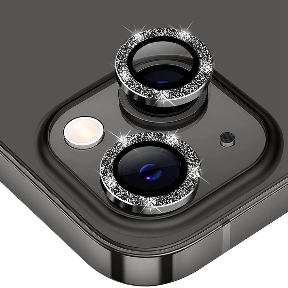 Cubre objetivo de cristal templado aluminio brillantina iPhone 14 Plus negro