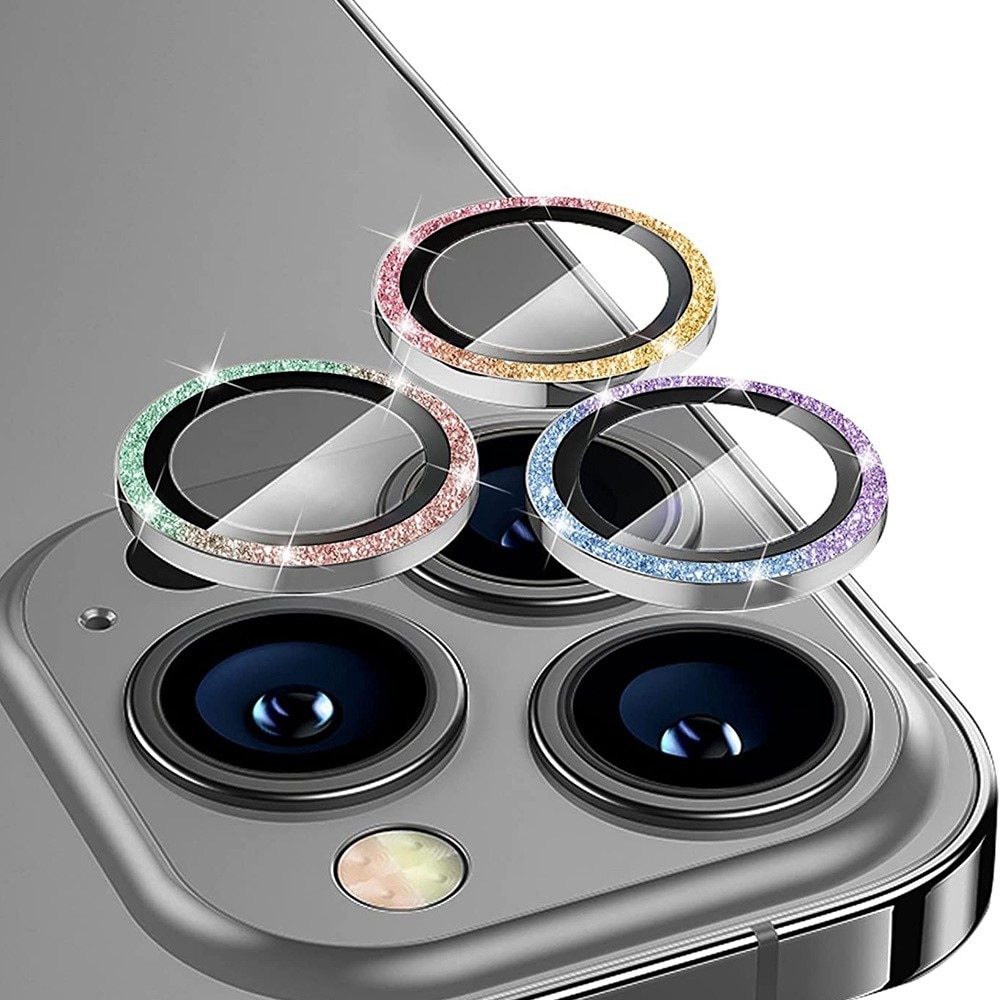 Cubre objetivo de cristal templado aluminio brillantina iPhone 14 Pro/14 Pro Max Arcoíris