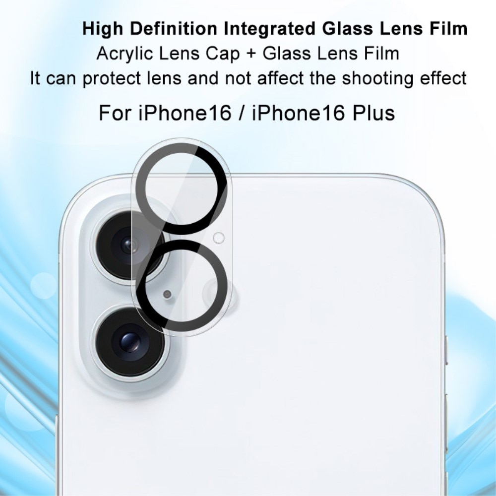 Cubre objetivo de cristal templado de 0,2mm iPhone 16 Plus Transparente