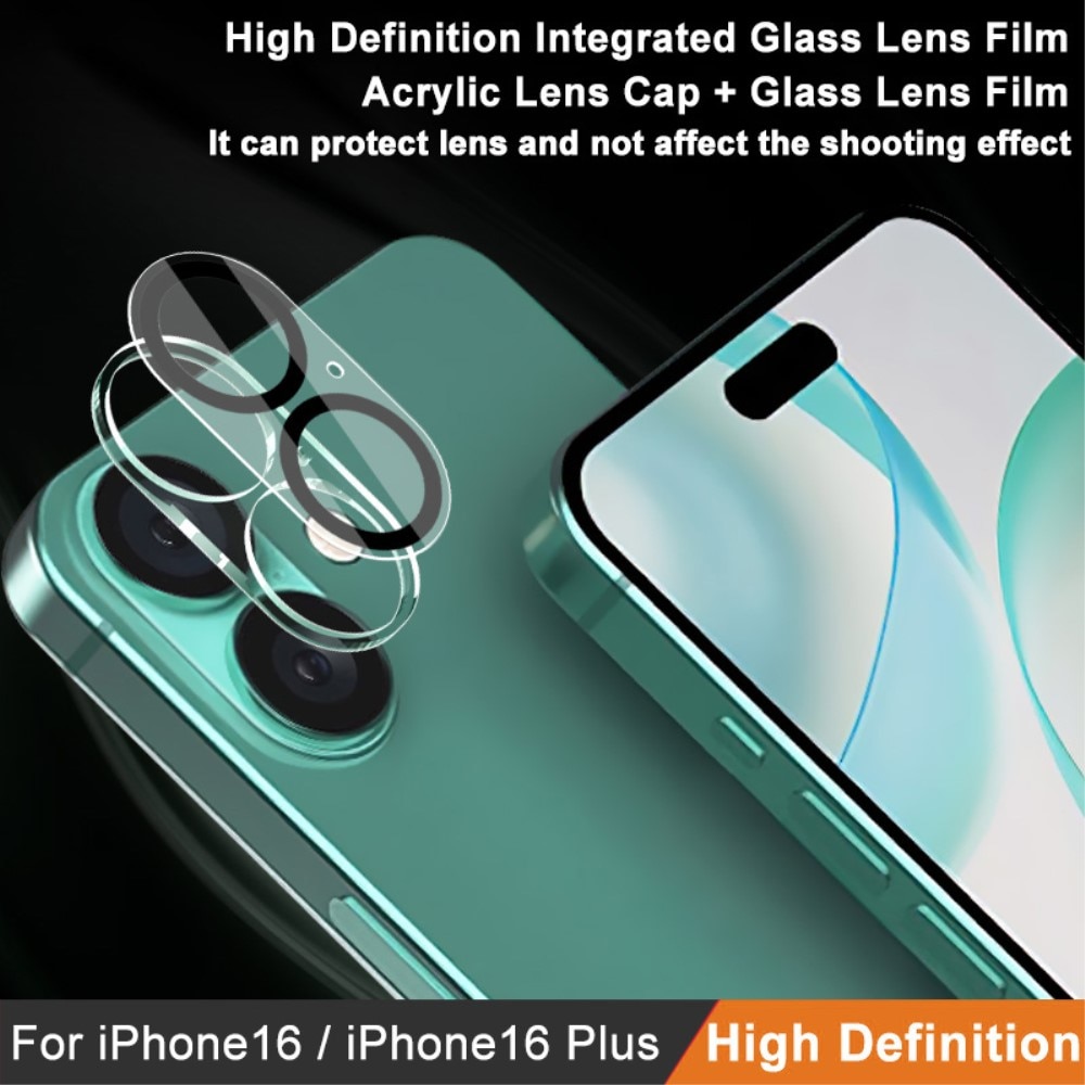 Cubre objetivo de cristal templado de 0,2mm iPhone 16 Plus Transparente