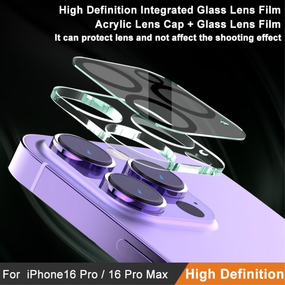 Cubre objetivo de cristal templado de 0,2mm iPhone 16 Pro Max Transparente