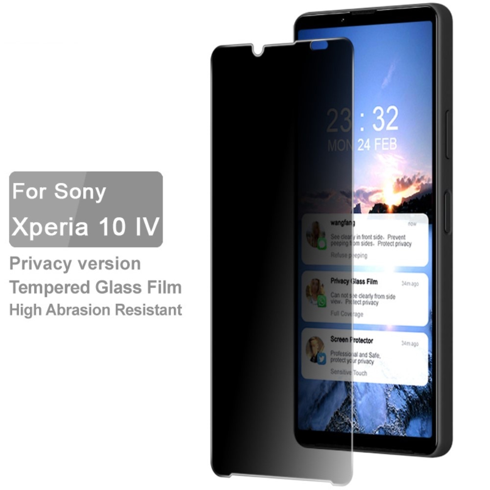 Protector pantalla cobertura privacidad total de cristal emplado Sony Xperia 10 IV Negro