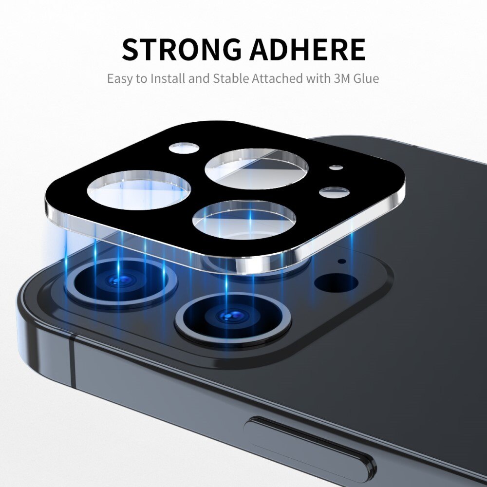 Cubre objetivo de cristal templado aluminio iPhone 16 Pro Max, negro