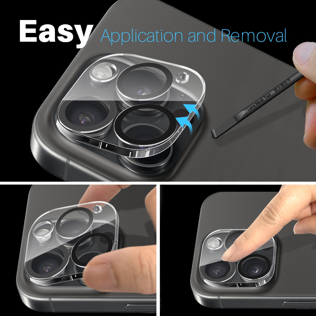 Cubre objetivo de cristal templado iPhone 15 Pro (2 piezas)