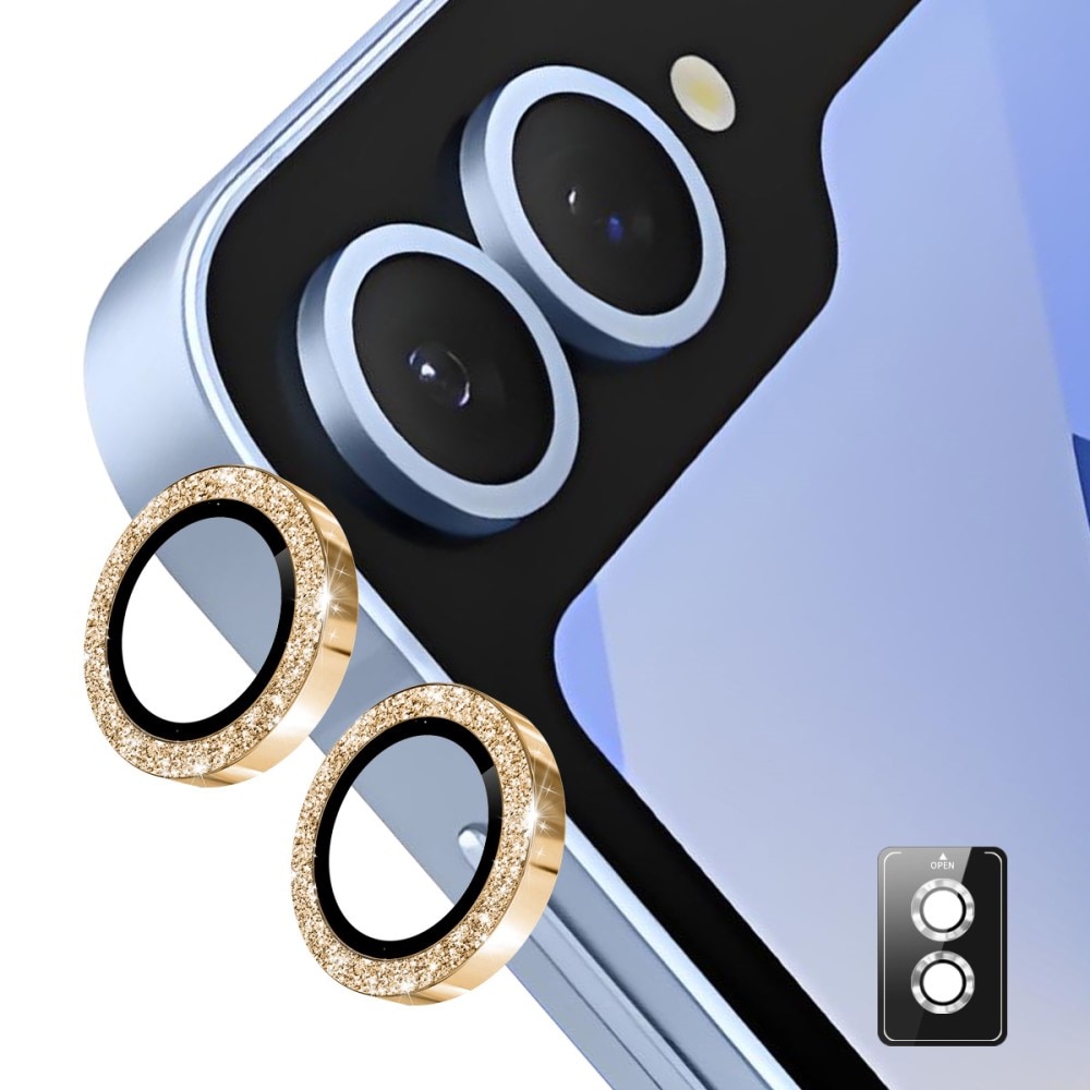 Cubre objetivo de cristal templado aluminio brillantina Samsung Galaxy Z Flip 7 Oro