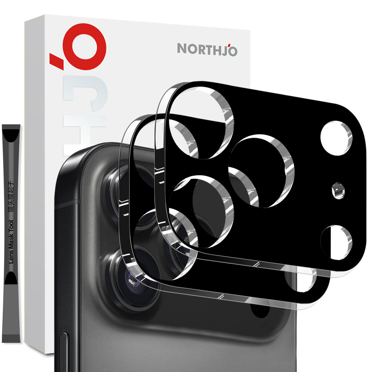 Cubre objetivo de cristal templado iPhone 17 Pro (2 piezas) Negro